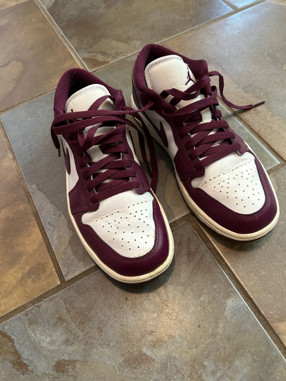Women’s Air Jordon low in White and Burgundy